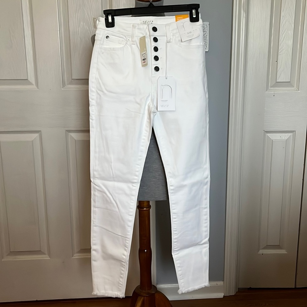NWT Francesca’s Nature Denim White High Rise, Ankle, Skinny Jeans